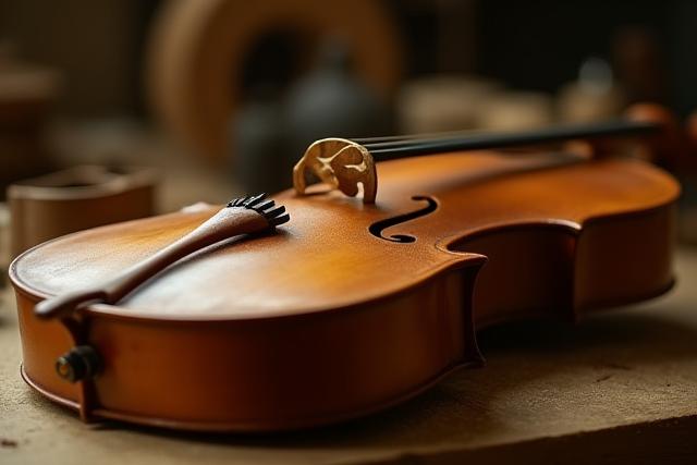 Un instrument à cordes en construction dans l'atelier d'un luthier